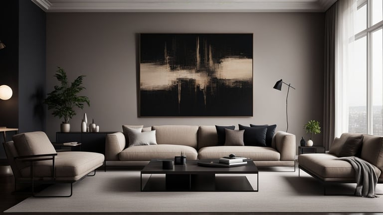 Minimal and Modern living room Beige and grey interiors