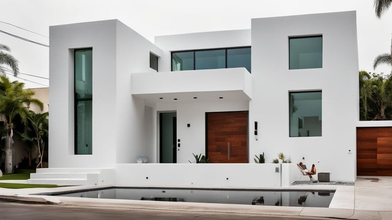 traditional Mexican house exterior design | white and wood | modern house