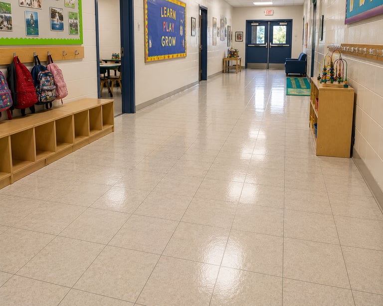 Commercial tile and grout cleaning services for schools and daycare hallways