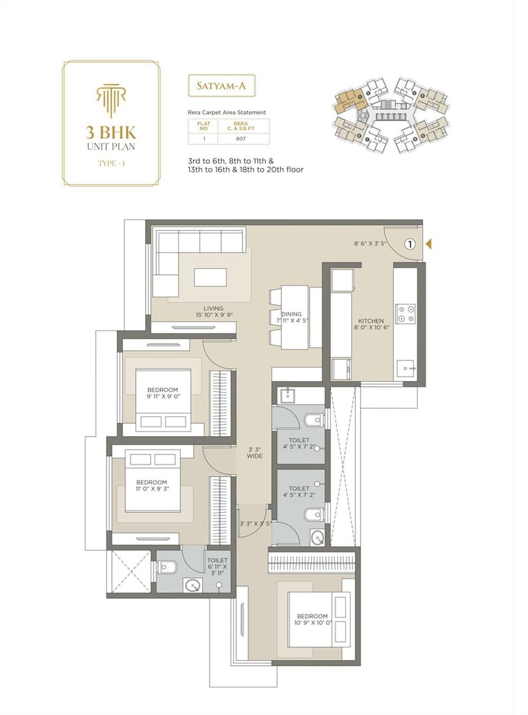 3 BHK FLOOR PLANS RAJ LEGACY MIRA ROAD EAST, RAJ LEGACY SATYAM, NEAR SAI KARISHMA COMPLEX, KANAKIA, RAJ REALTY, NEW PROJECT