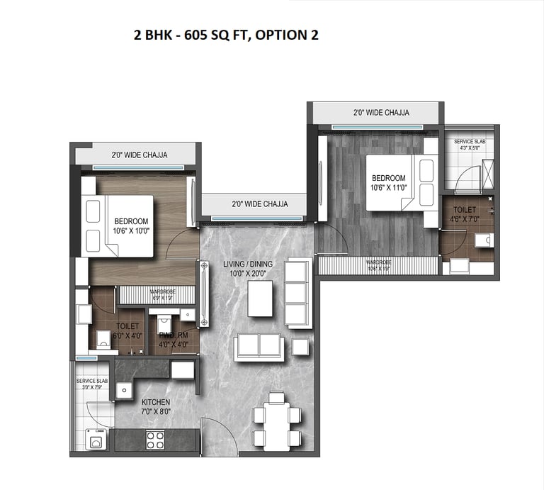 2BHK Plan, Roswalt Zaiden Oshiwara, Roswalt Zaiden SV Road Jogeshwari West, Roswalt Zaiden Jogeshwari West