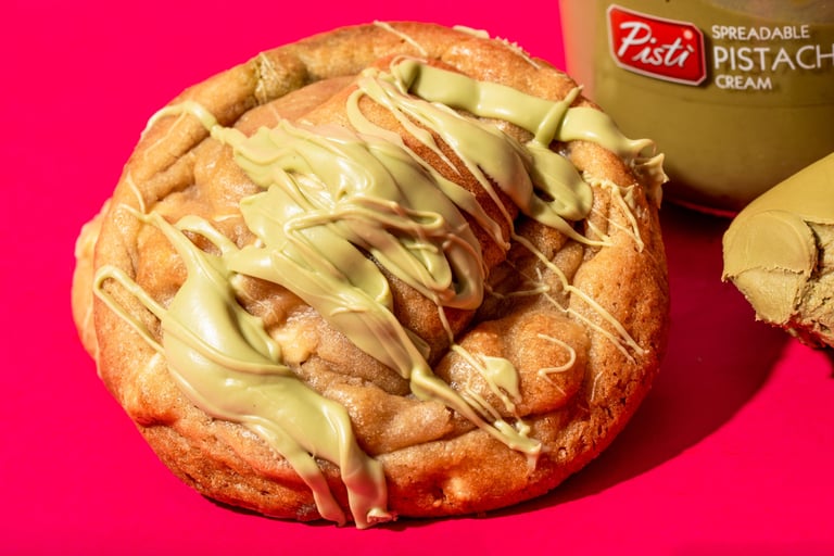 Close up of pistachio cookie