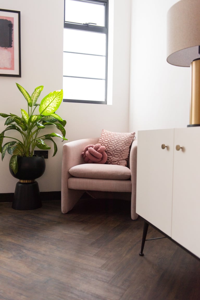 Detail shot showing soft furnishings of a living room