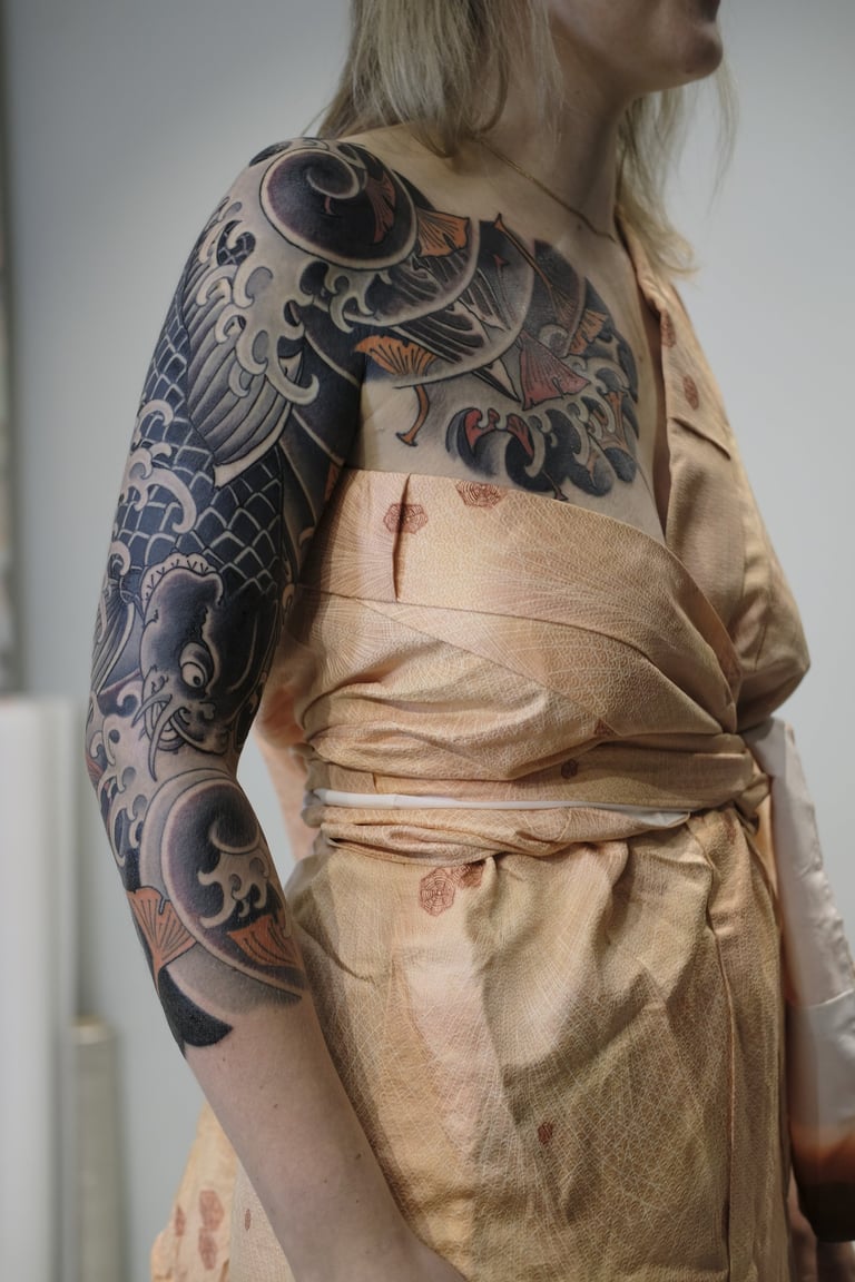 koi tattoo frau sleeve irezumi wabori