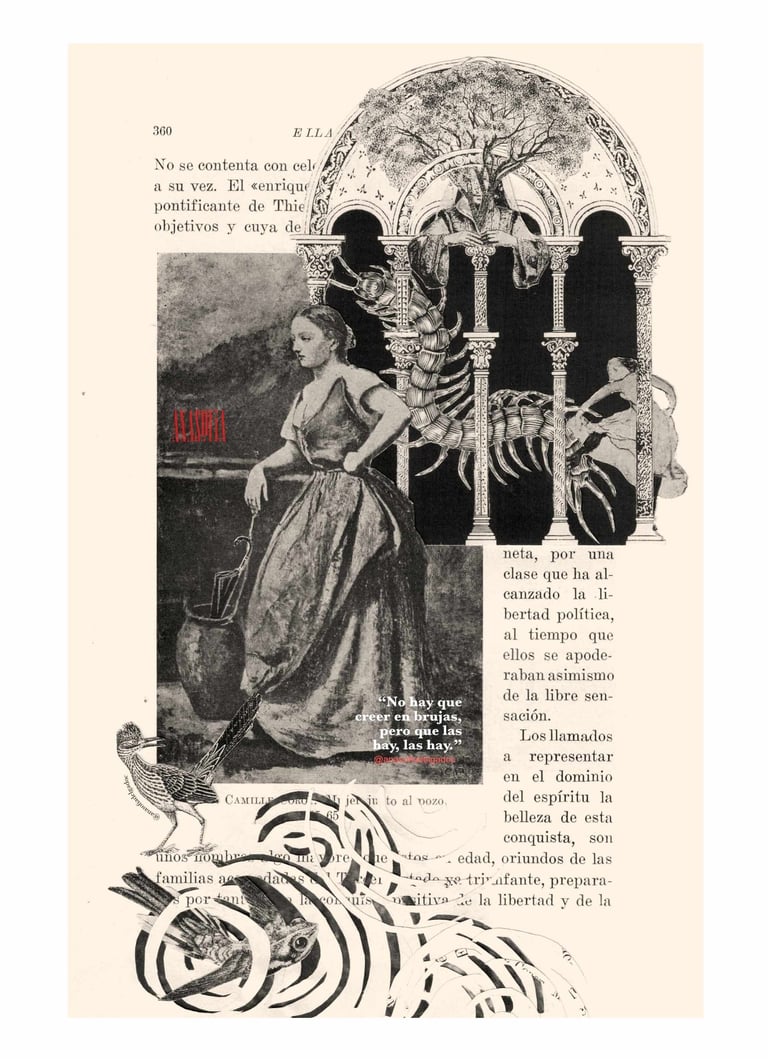 collage mujer y animales