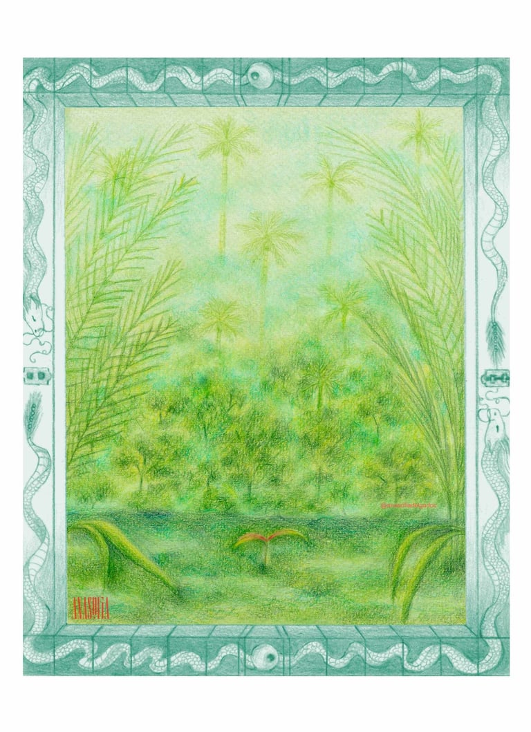 ilustracion bosque verde