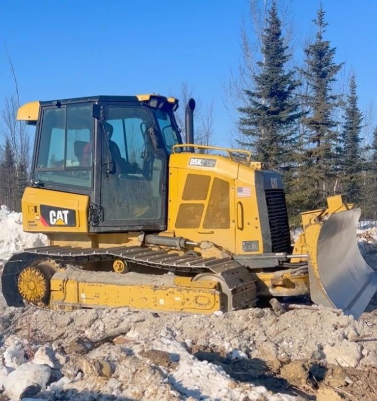 CAT DK52 LGP Bulldozer On Winter Job Site In Houston Alaska