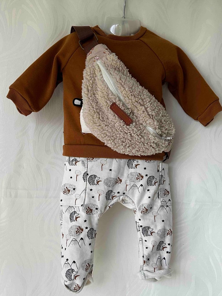  Sac banane pour enfant en polaire beige faite main