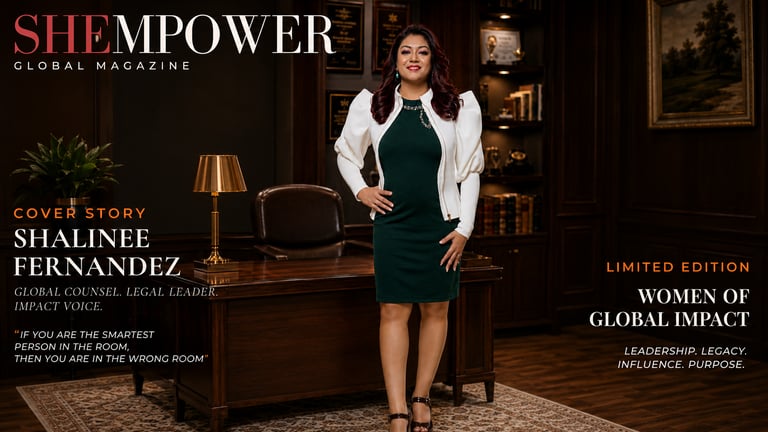 Shalinee Fernandez featured as SHEmpower Global Magazine cover story, global counsel and legal leade