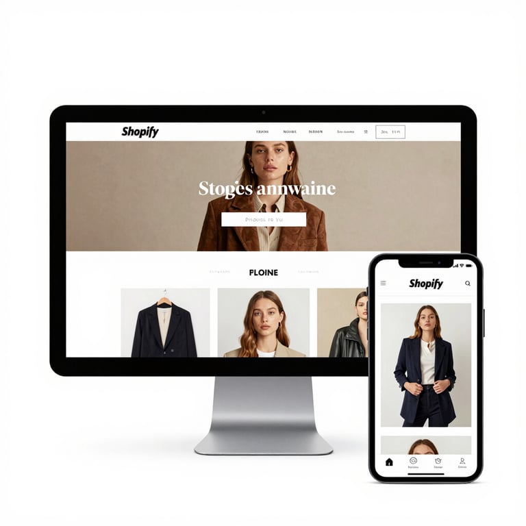 A sleek dark-themed layout featuring three glowing blue rounded cards with minimalist icons representing services.