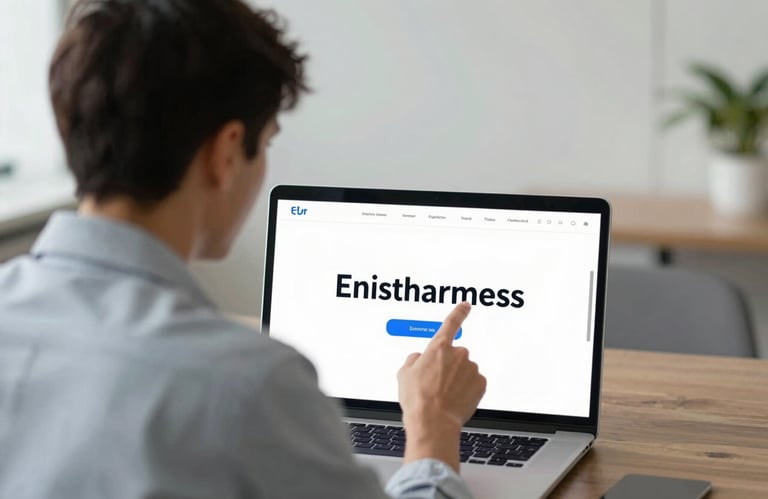 A professional mentor point pointing at a laptop screen with a clear, clean interface, symbolizing the supportive continuous learning environment of our platform. Modern office lighting.