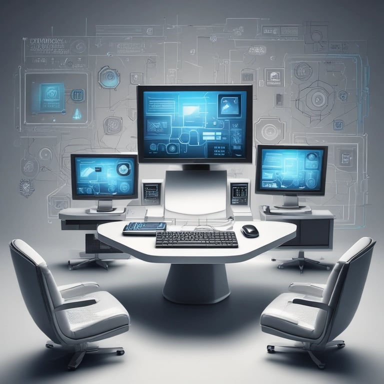 A team collaborating around a laptop with charts and data on screen, symbolizing smart business solutions.