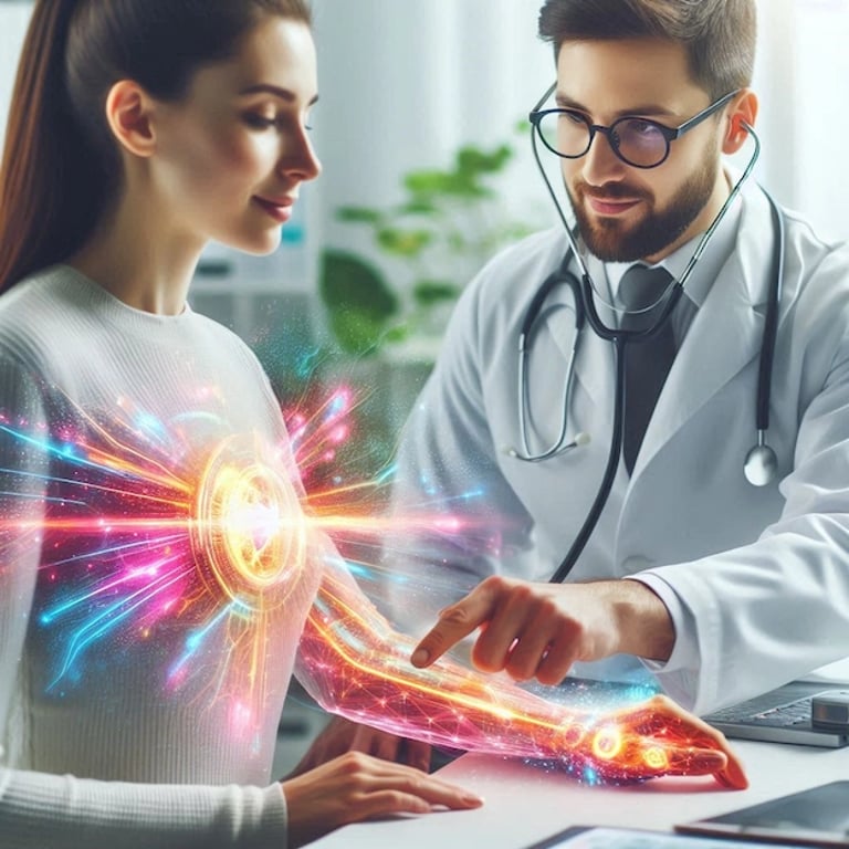 Doctor checking photon and frequency levels