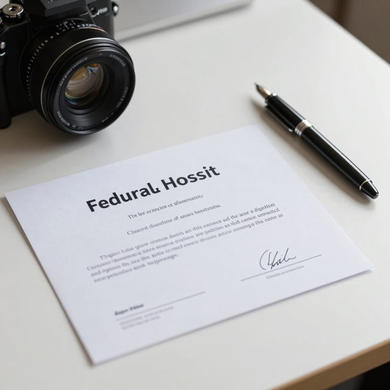 A high-quality certificate resting on a clean minimalist desk next to a modern fountain pen, representing professional achievement and education.