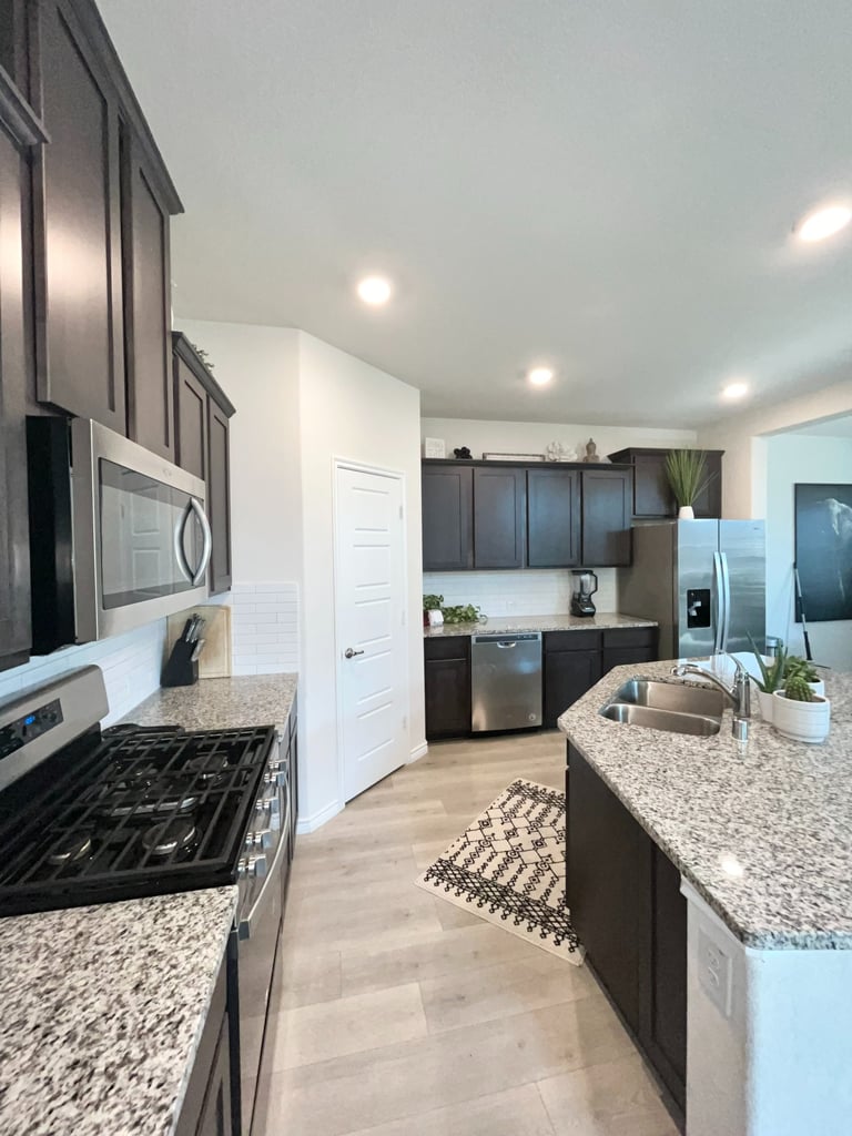 Unpacked and organized kitchen near Dallas