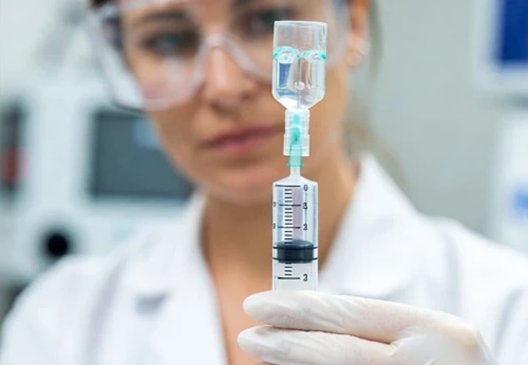 Female doctor preparing stem cell IV 