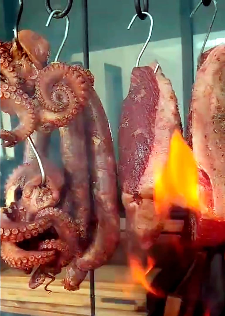 Pulpo asado a las brasas de leña