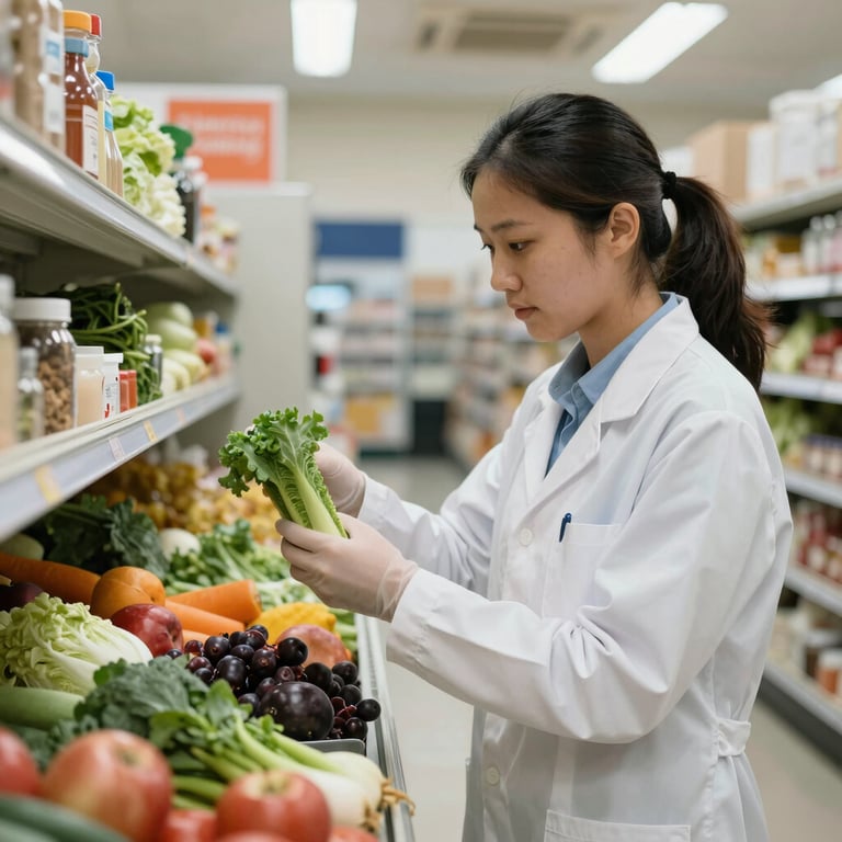 Researchers in a bright lab working with advanced food technology equipment.