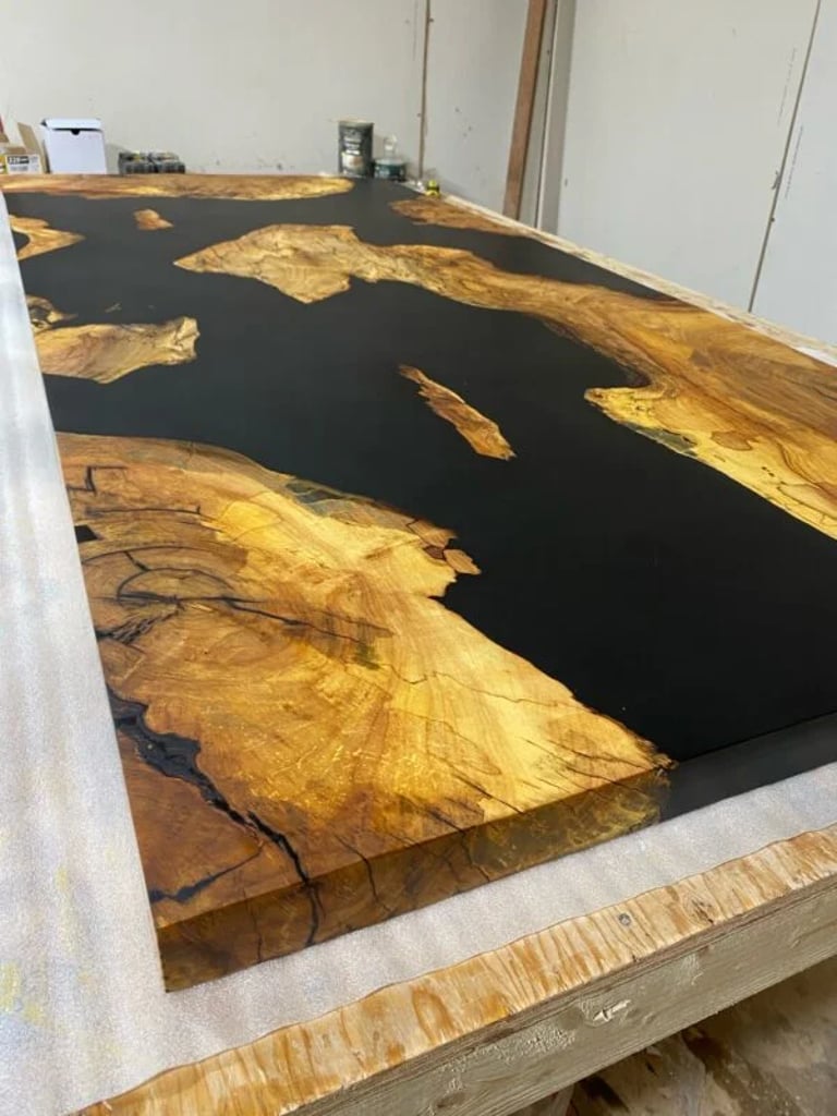 Spalted maple burl slab for custom epoxy boardroom table — exotic wood species option