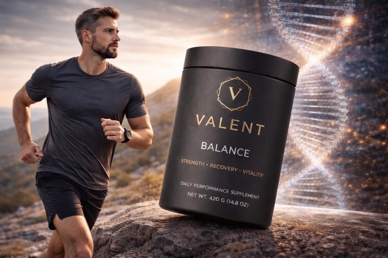 Valent Balance performance and longevity supplement. Strength, recovery, vitality.