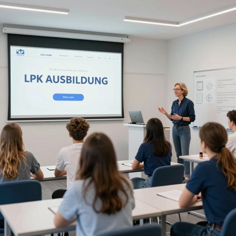 A young Southeast Asian / Indonesian nursing student in a professional white medical uniform working in a clean, modern German healthcare facility, caring and bright professional mood.