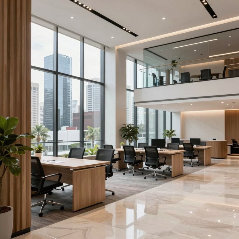 Close-up of a high-quality leather portfolio and a professional fountain pen on a polished dark wood desk in an executive office in Mexico.