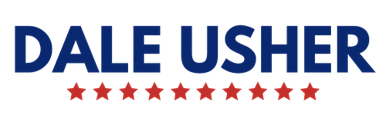 Dale Usher Logo with red stars under his name