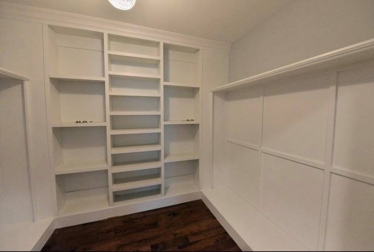 Custom built closet for a Pearce Woodworks Detroit client.