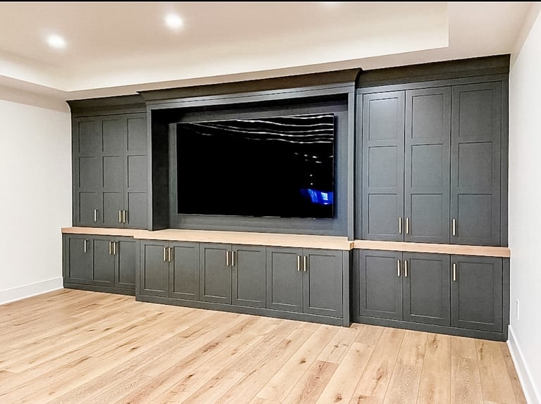 Custom made wall unit with extensive cabinetry