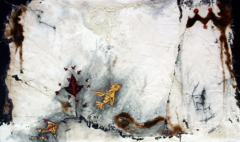 Do Not Disturb-2003- 18"x 24" Acrylic, Plaster, Gold Leaf on Canvas. Private Collection