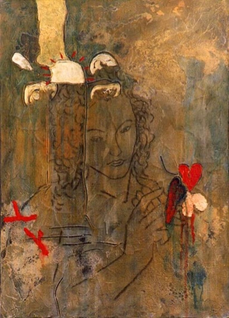Iconology Series-1998- 18"x 14" Acrylic, Plaster on Canvas. Private Collection