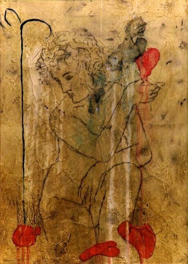 Iconology Series-1998- 18"x 14" Acrylic, Plaster on Canvas. Private Collection