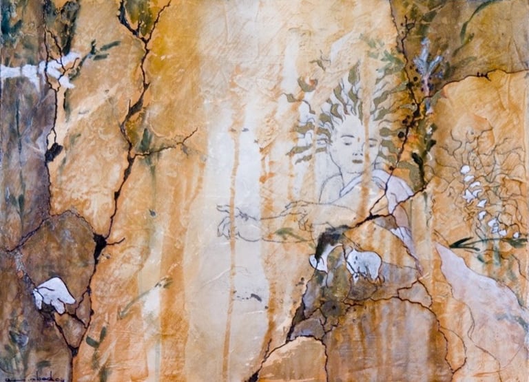 Make UP 2000 16” x 20” Acrylic, Plaster on Canvas Private Collection