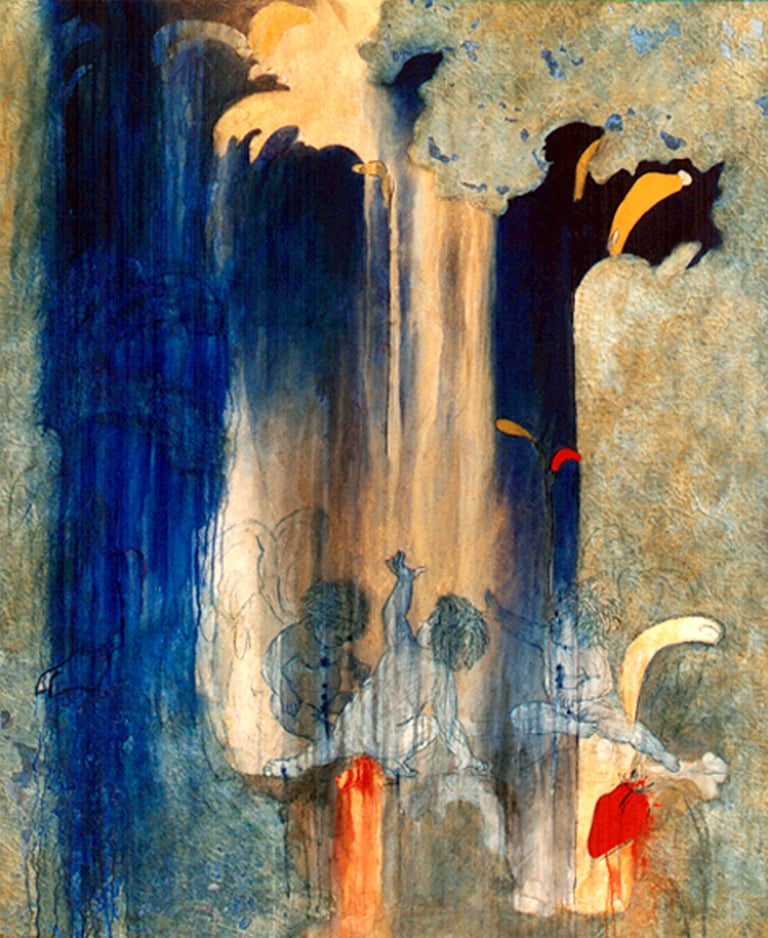 Playing with the Energy-1998- 63"x 51" Acrylic, Plaster on Canvas. Private Collection