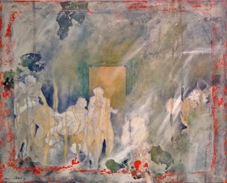 The Party-2002- 24"x 30" Acrylic, Plaster on Canvas. Private Collection
