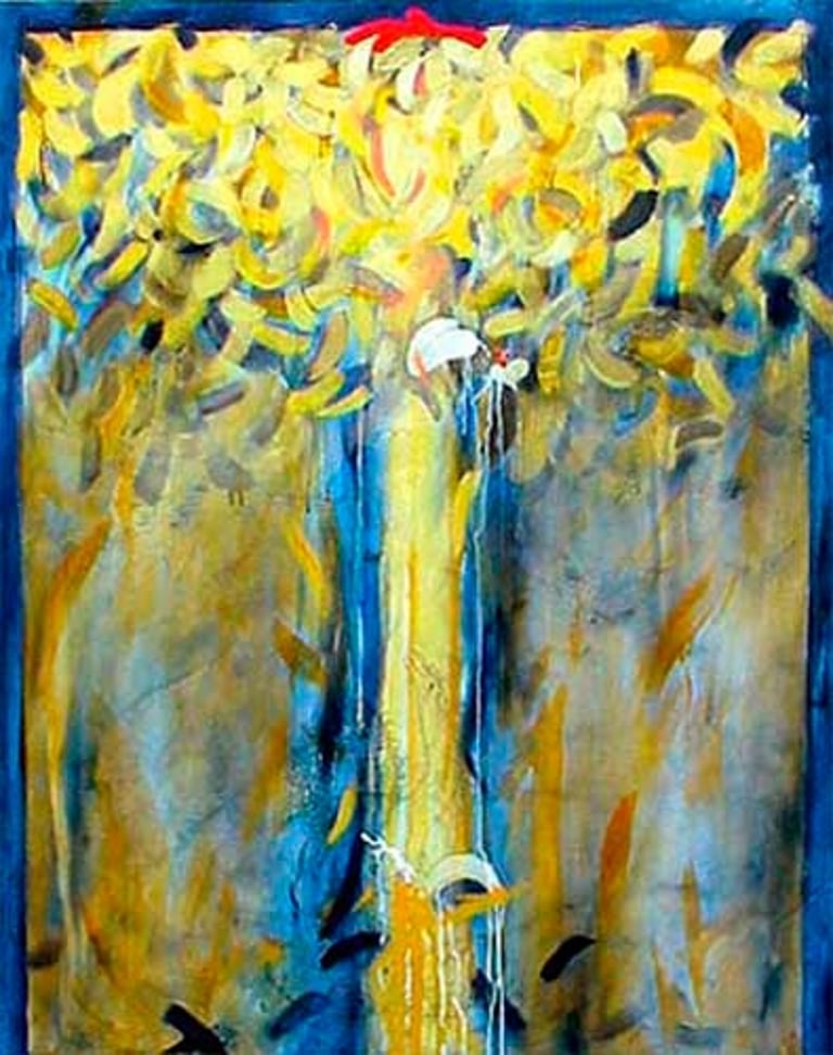 Trance-2002- 60"x 48" Acrylic, Plaster on Canvas. Private Collection