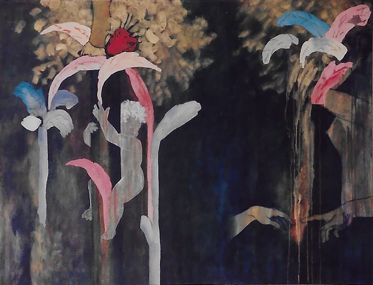 I'm not a Sinner-1998-30"x 36" Acrylic, Silica Sand on Canvas. Private Collection