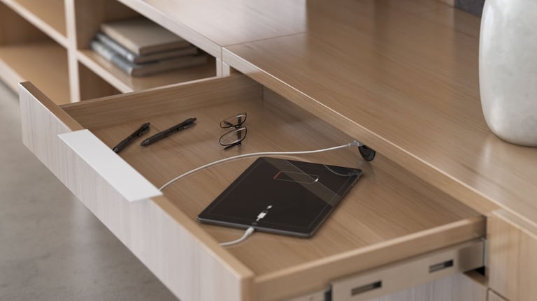 desk drawer with power