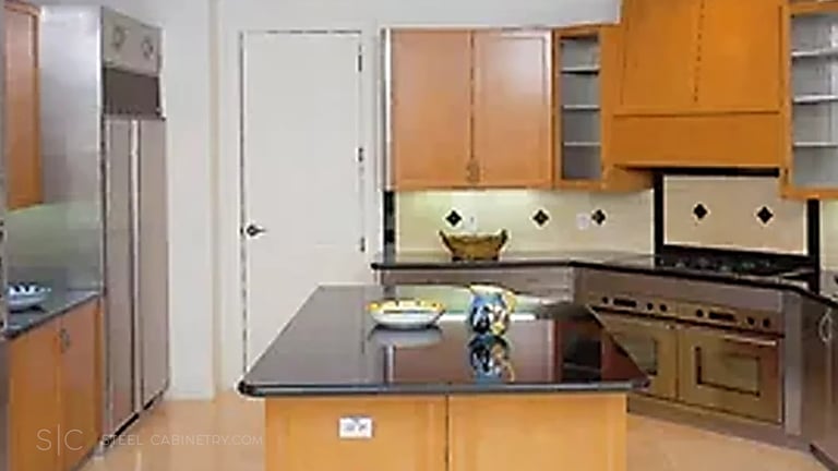 Wood fronts with stainless steel interiors