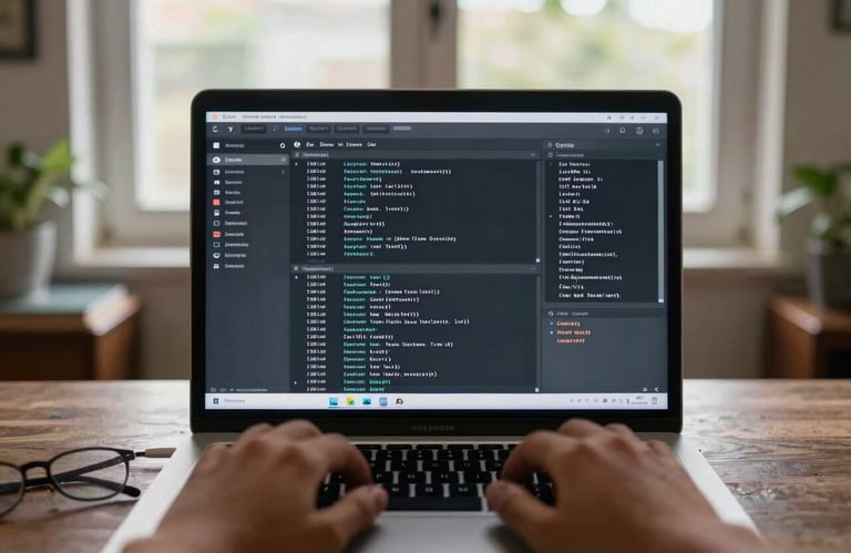 A first-person view of a laptop screen displaying a complex AI data labeling interface, in a bright Indian home environment with a window view.