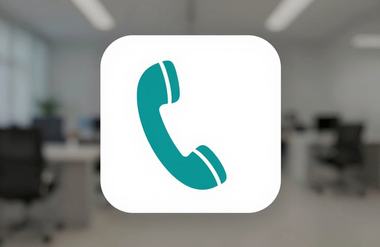 A minimalistic icon of a telephone handset in #2E5C6E teal, centered on a white professional background.