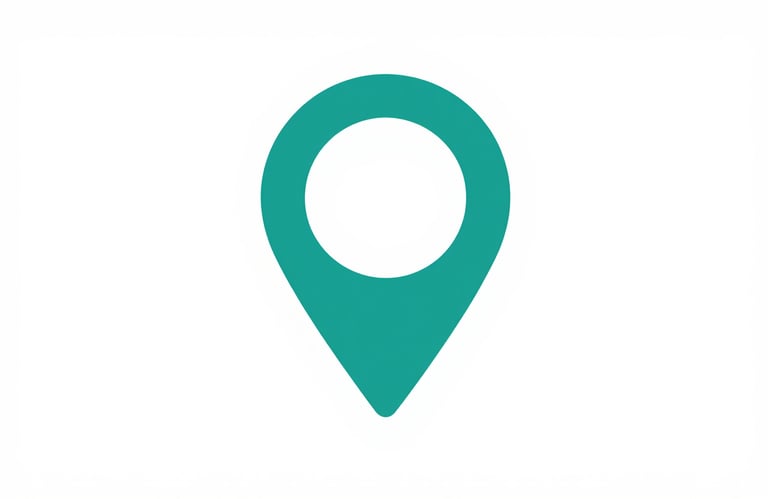 A minimalistic icon of a building or location pin in #2E5C6E teal, centered on a clean white background.