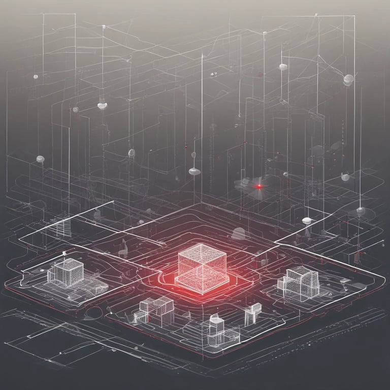A sleek workspace showing a laptop with code and design sketches for digital products.