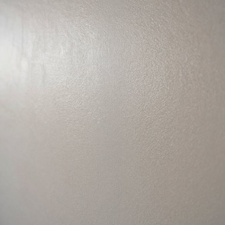 Close-up of a high-quality stucco finish on a wall, showing the smooth texture and subtle light reflection, professional craftsmanship.