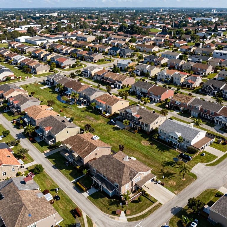Aerial view of a residential complex in Broward County showcasing a large, clean property layout.