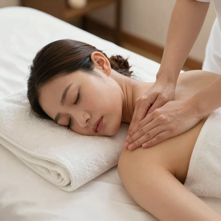 Close-up of a beautician gently applying a facial treatment to a relaxed client.
