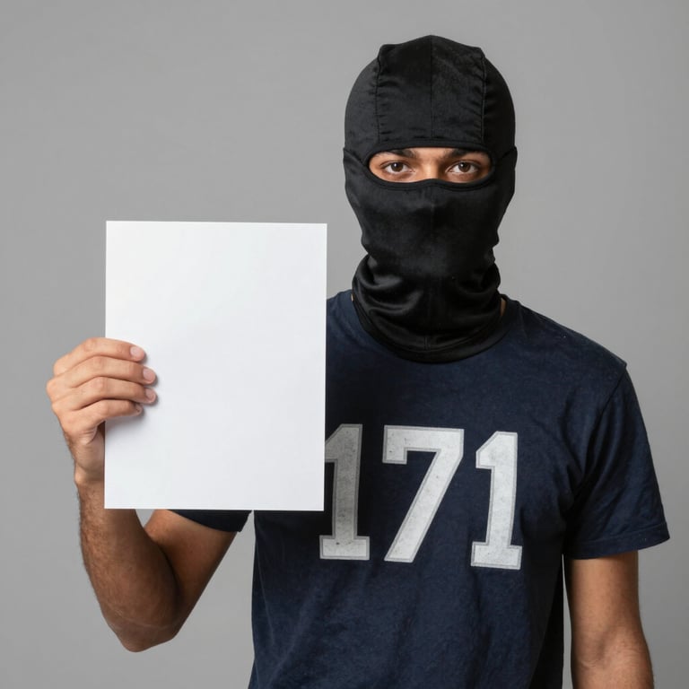 A dramatic close-up of a shadowy figure holding a phone, with red and yellow crime scene tape in the background.