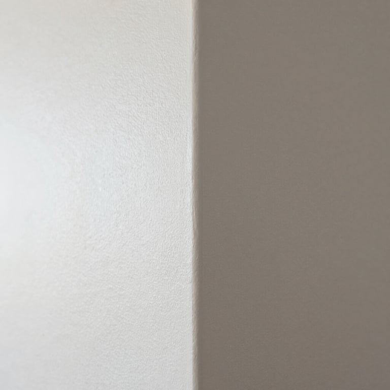 A detail shot of a perfectly painted wall corner in a modern home in Sarasota, Florida, showing smooth texture and professional quality under bright natural light.