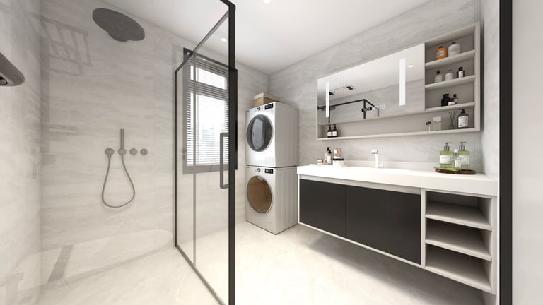 FayNza : Aménagement moderne et très lumineux Salle de bain épurée