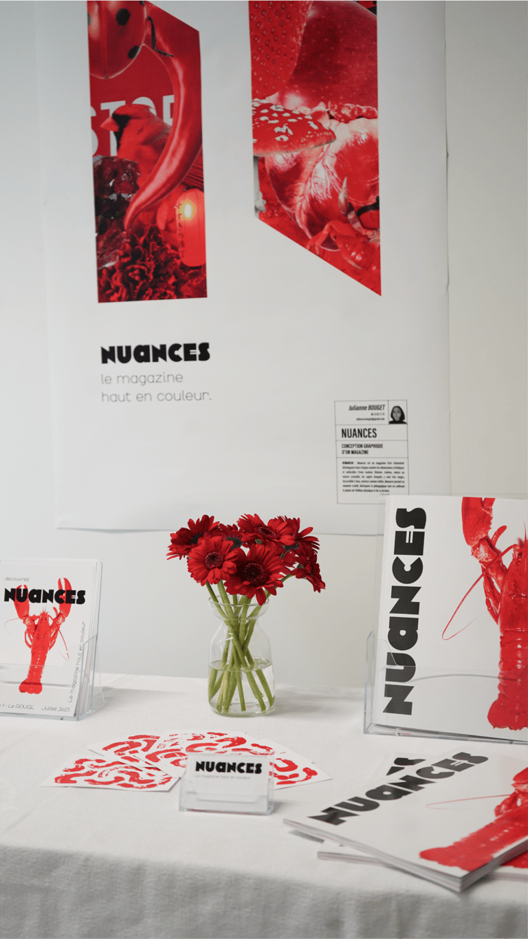 Image stand projet d'édition et de design graphique du magazine Nuances par Julianne Bouget graphiste freelance